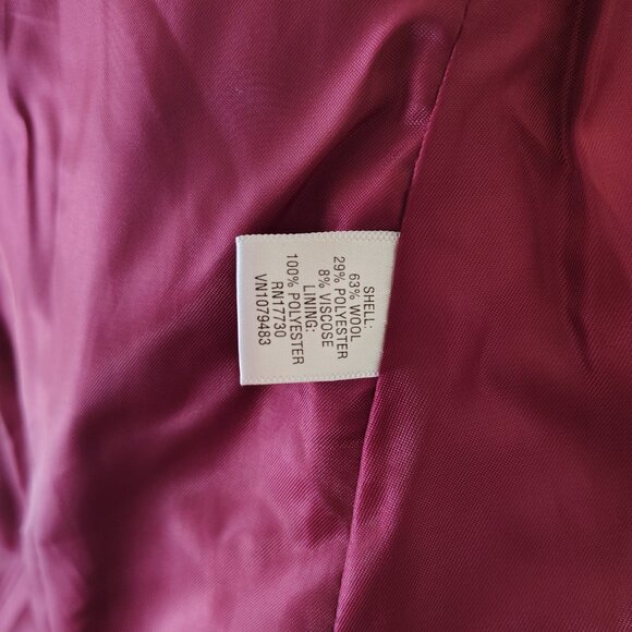 Burgundy Wool Blend MOSSIMO Snap Button Pea Coat - M - Picture 6 of 6